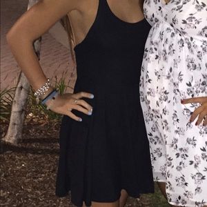 Black open back skater dress